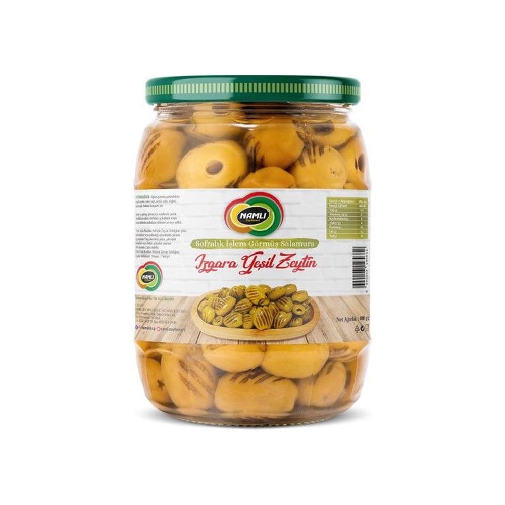 Namlı Yeşil Zeytin 400 Gr Izgara Cam
