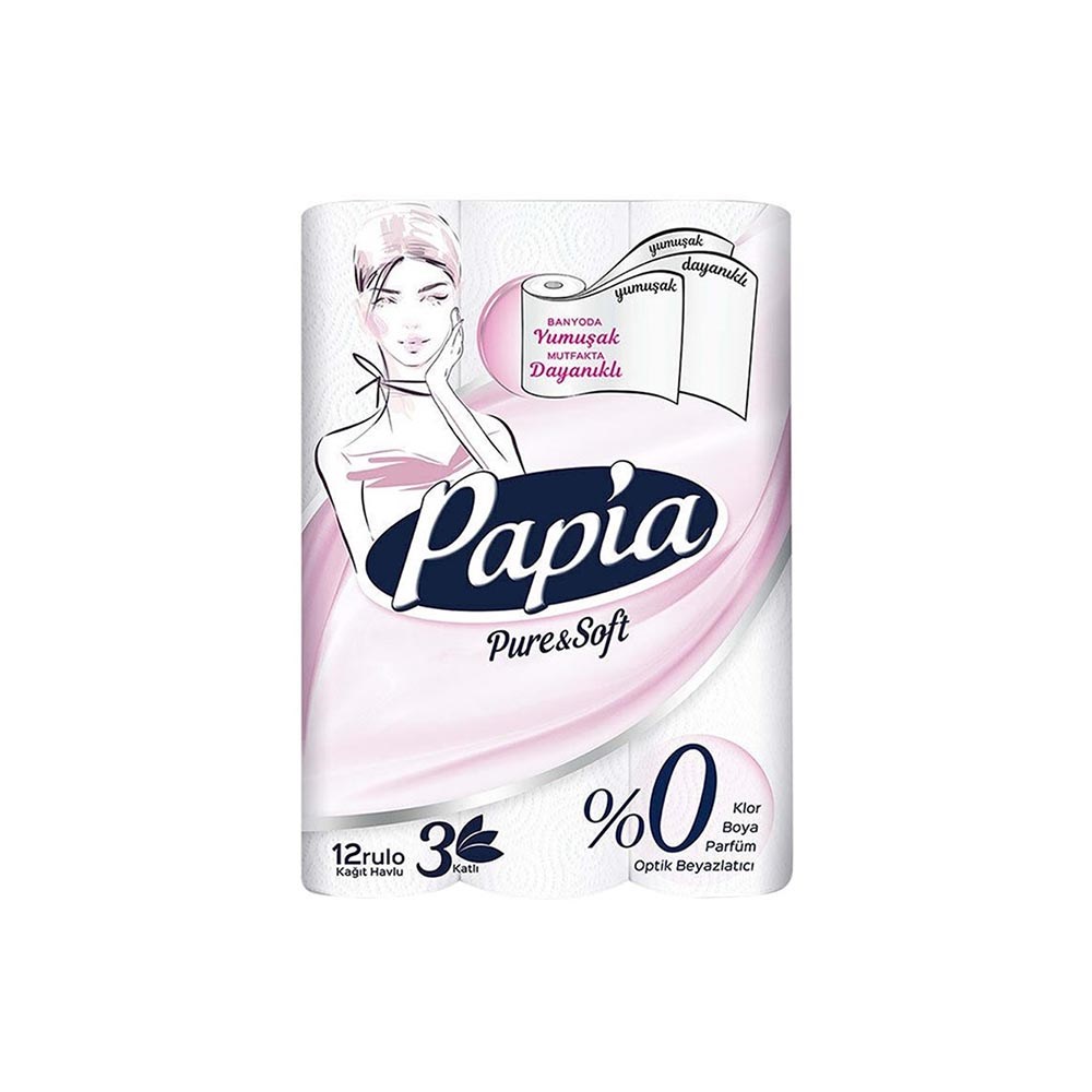 Papia Havlu 12'li Pure & Soft 3 Katlı