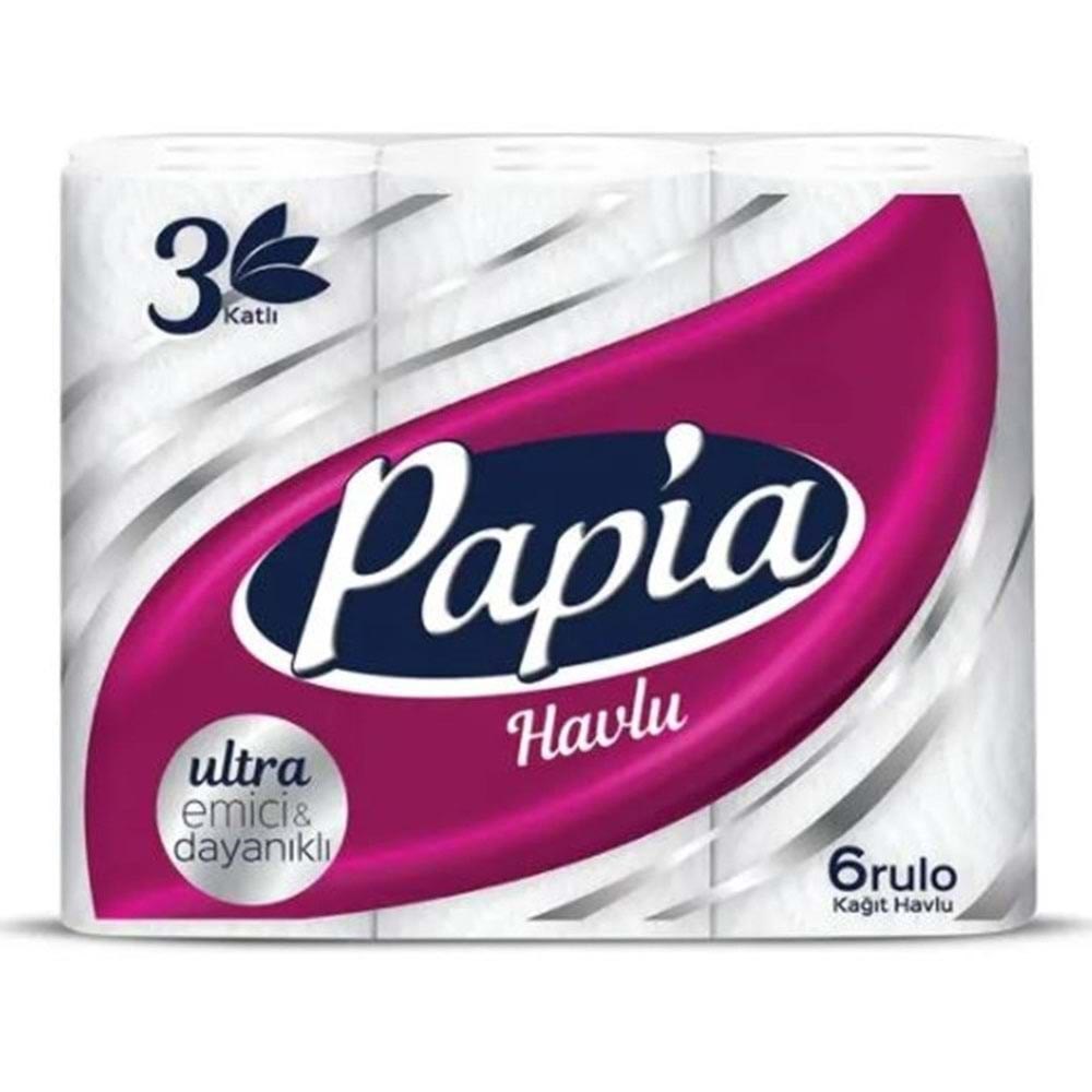 Papia Havlu 6'lı 3 Katlı İpek Özlü