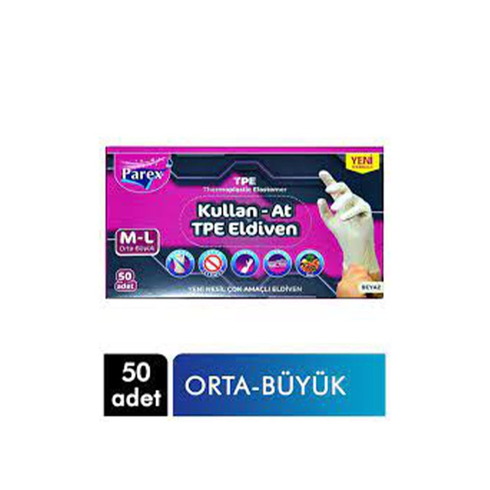 Parex Muayene Eldiveni M-l 50'li Beyaz