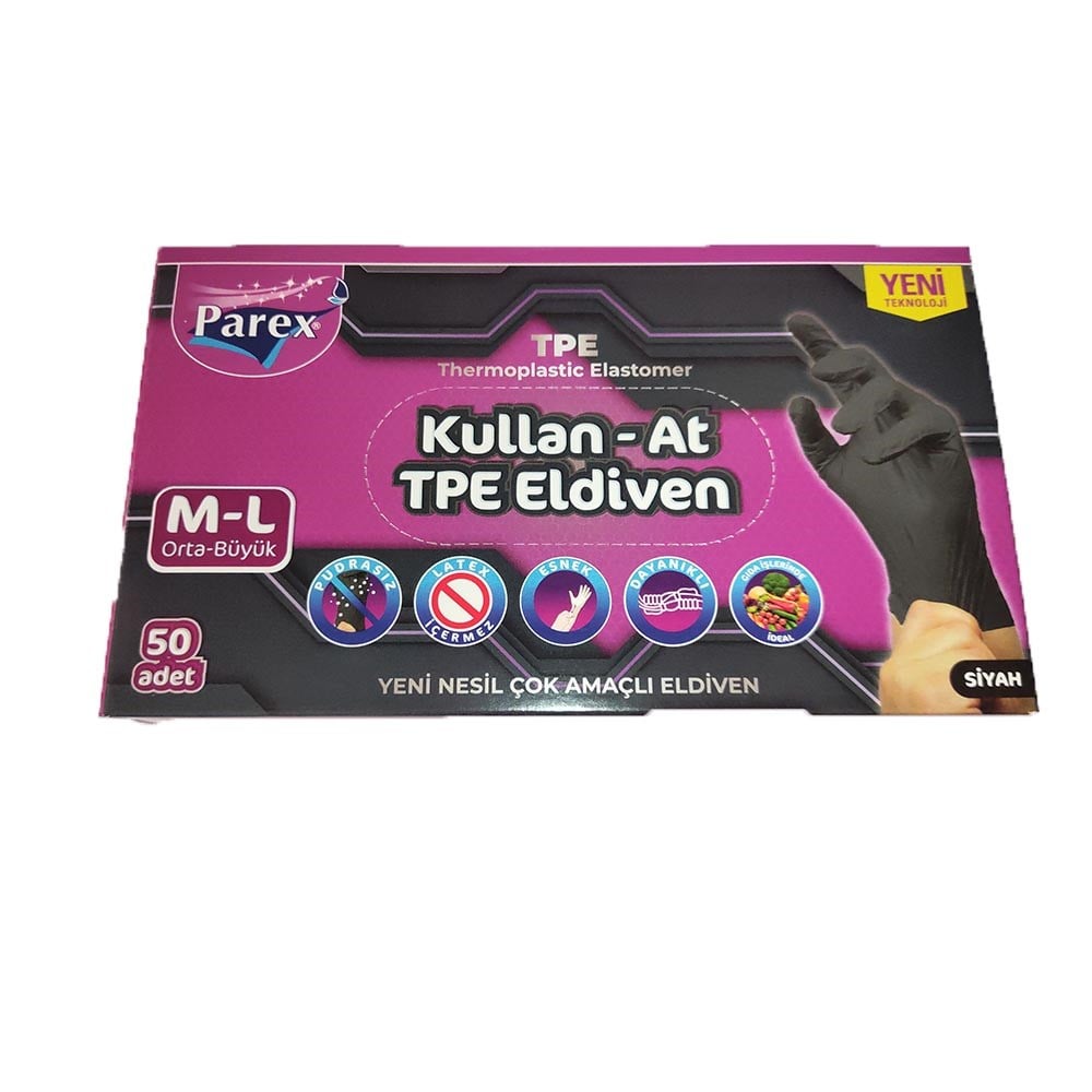 Parex Muayene Eldiveni M-l 50'li Siyah
