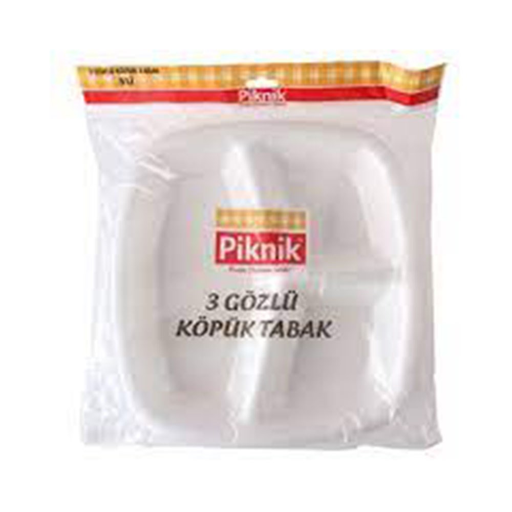 Piknik Kullan-at Köpük Tabak 3 Gözlü 5'li