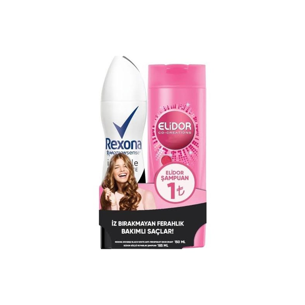 Rexona Deo Sprey 150 Ml İnvisible + Elidor Şampuan 185 Ml Hediye