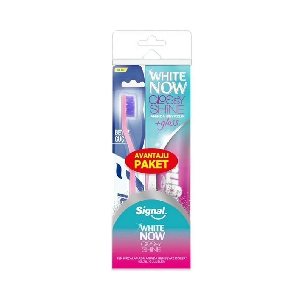 Signal 75 Ml White Now Glossy + Diş Fırçası Beyaz Güç