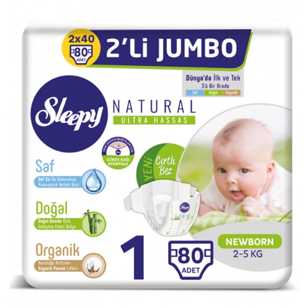 Sleepy Çocuk Bezi 2'li 2 Mini (2-5 Kg) 80 Adet