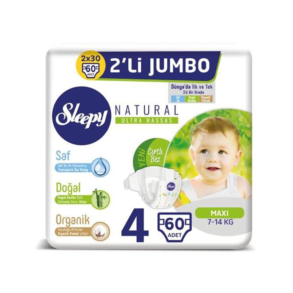 Sleepy Çocuk Bezi 2'li 4 Maxi (7-14 Kg) 60 Adet