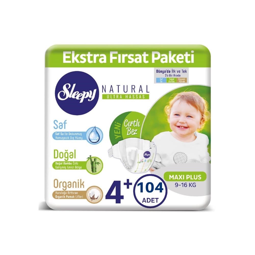 Sleepy Çocuk Bezi 4'lü 4+ M.plus (9-16 Kg) 104'lü Bg