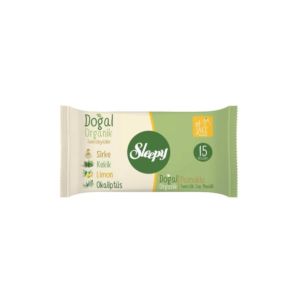 Sleepy Islak Havlu Cep Organik 15'li