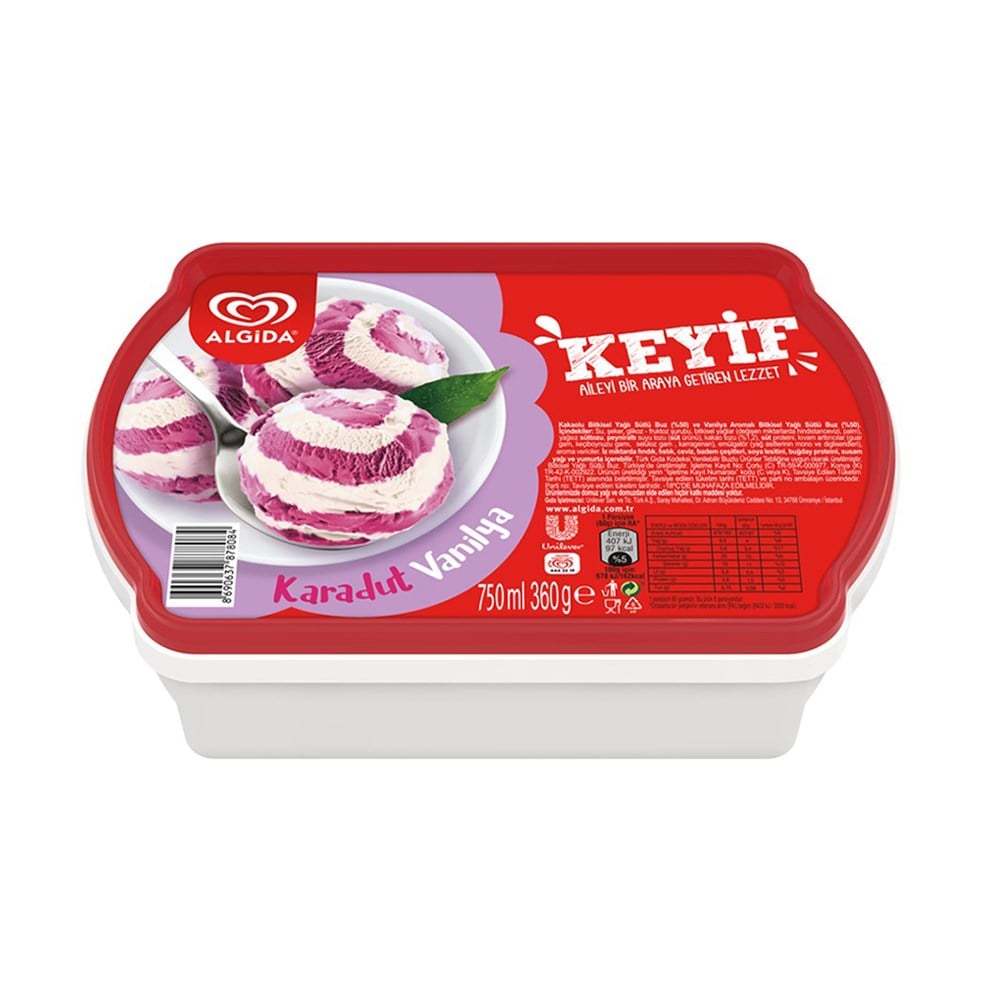Algida Keyif Fest Karadut Vanilya750ml