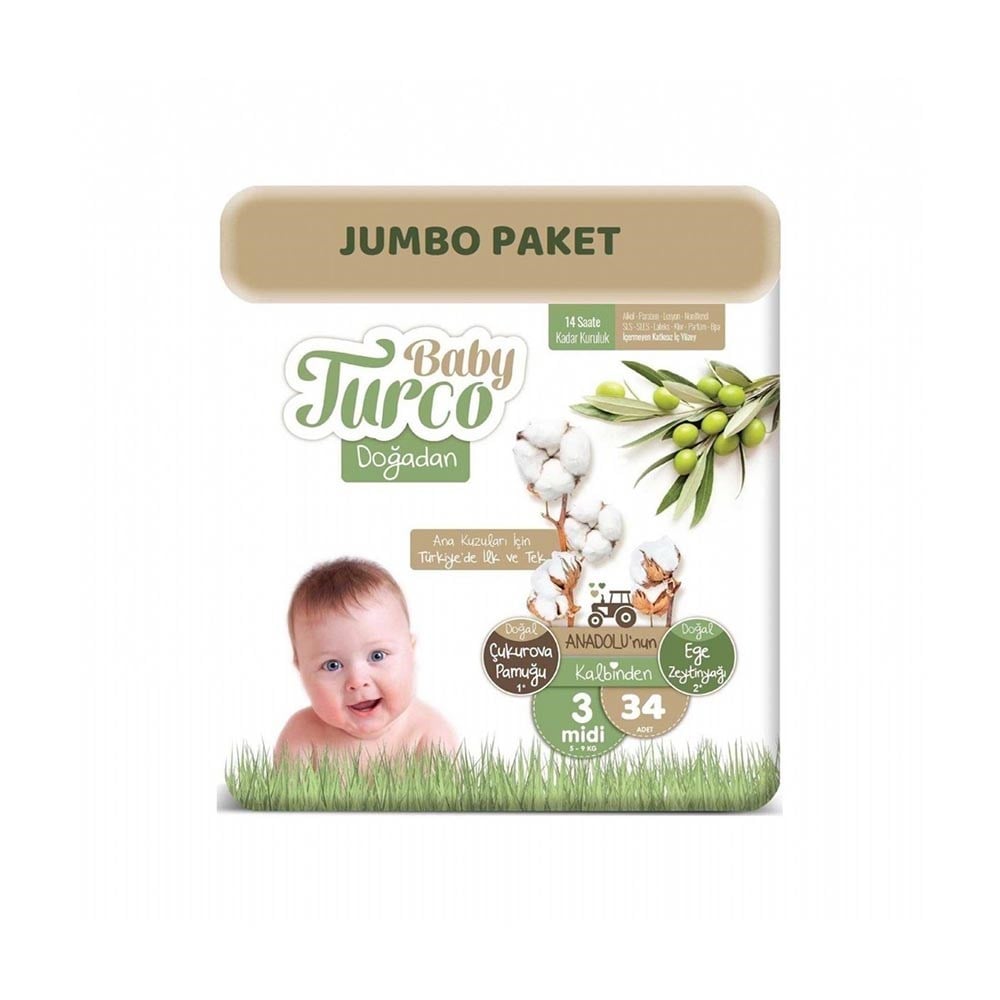 Baby Turco Doğadan 3 Midi (5-9 Kg) 34 Adet