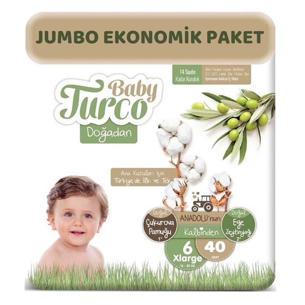 Baby Turco Doğadan Hesaplı 6 Xlarge (16-25 Kg) 40 Adet