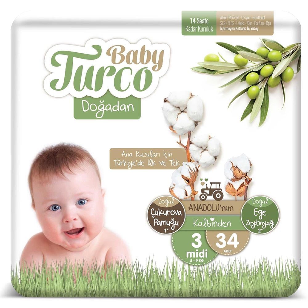 Baby Turco Doğadan Külot 3 Midi (5-9 Kg) 34 Adet