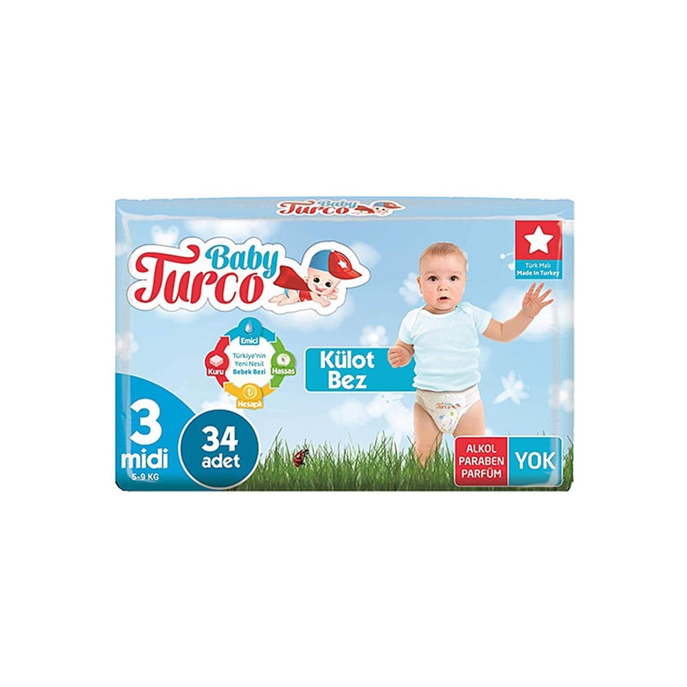 Baby Turco Külot Bez 3 Midi (5-9) Kg 34 Adet