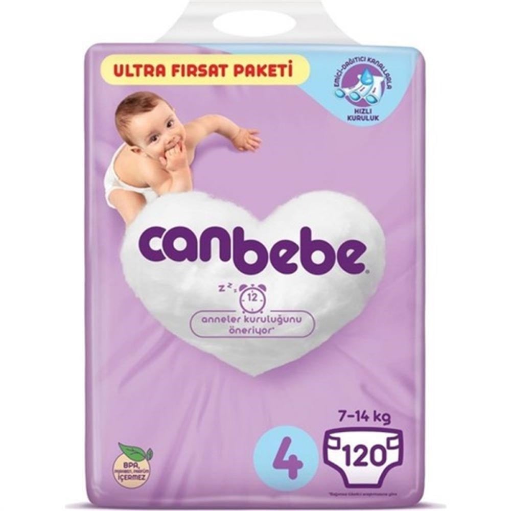 Canbebe Ultra Fırsat Paketi 4 Maxi (7-14kg) 120 Adet