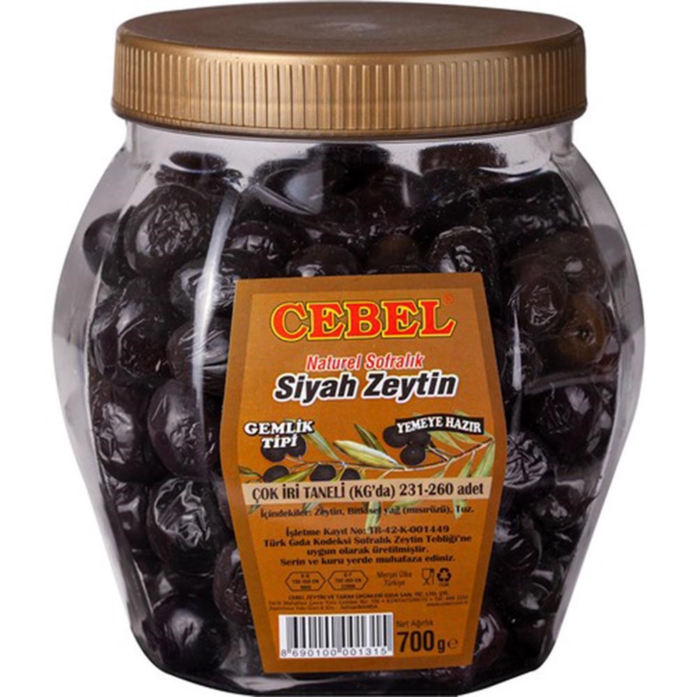 Cebel Siyah Zeytin 700 Gr (231-260) Çok İri Taneli