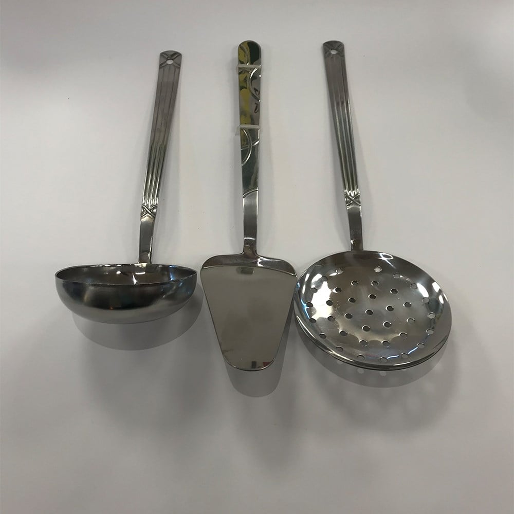 Çelik Kepçe Spatula Kevgir Kepçe Desenli