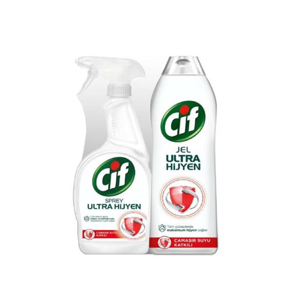 Cif Sprey 750 Ml Ultra Hijyen + 750 Ml Ultra Hijyen Jel