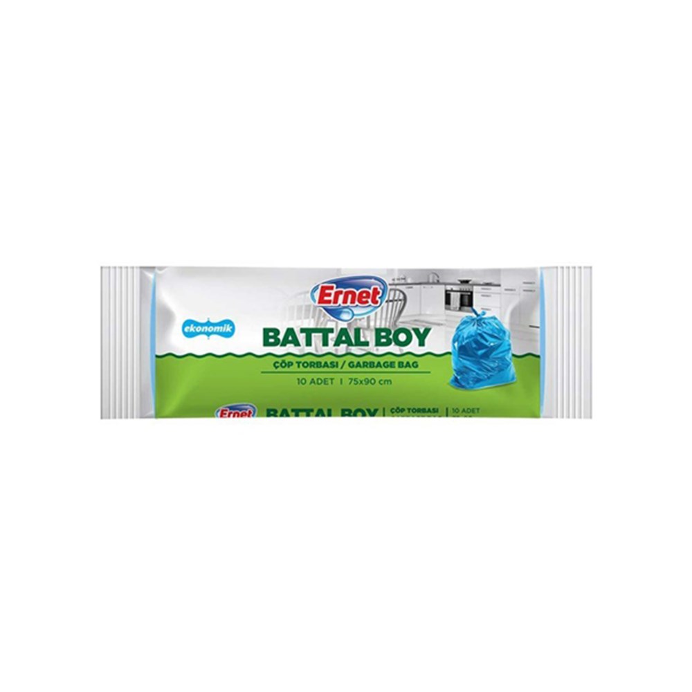 Ernet Çöp Torbası Ekonomik Battal 10 Adet 75x90