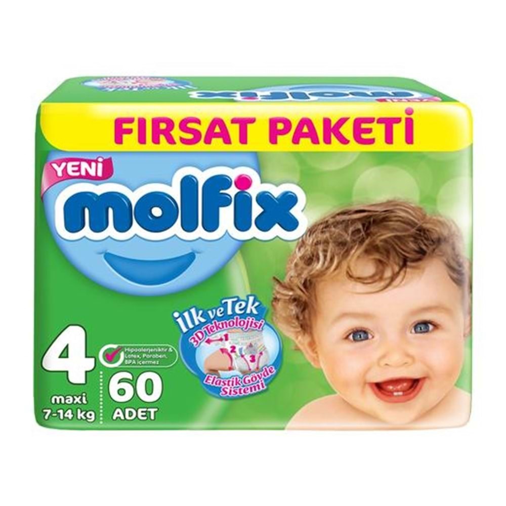 Molfix Fırsat Paket 4 Maxi 7-18 Kg 60 Adet