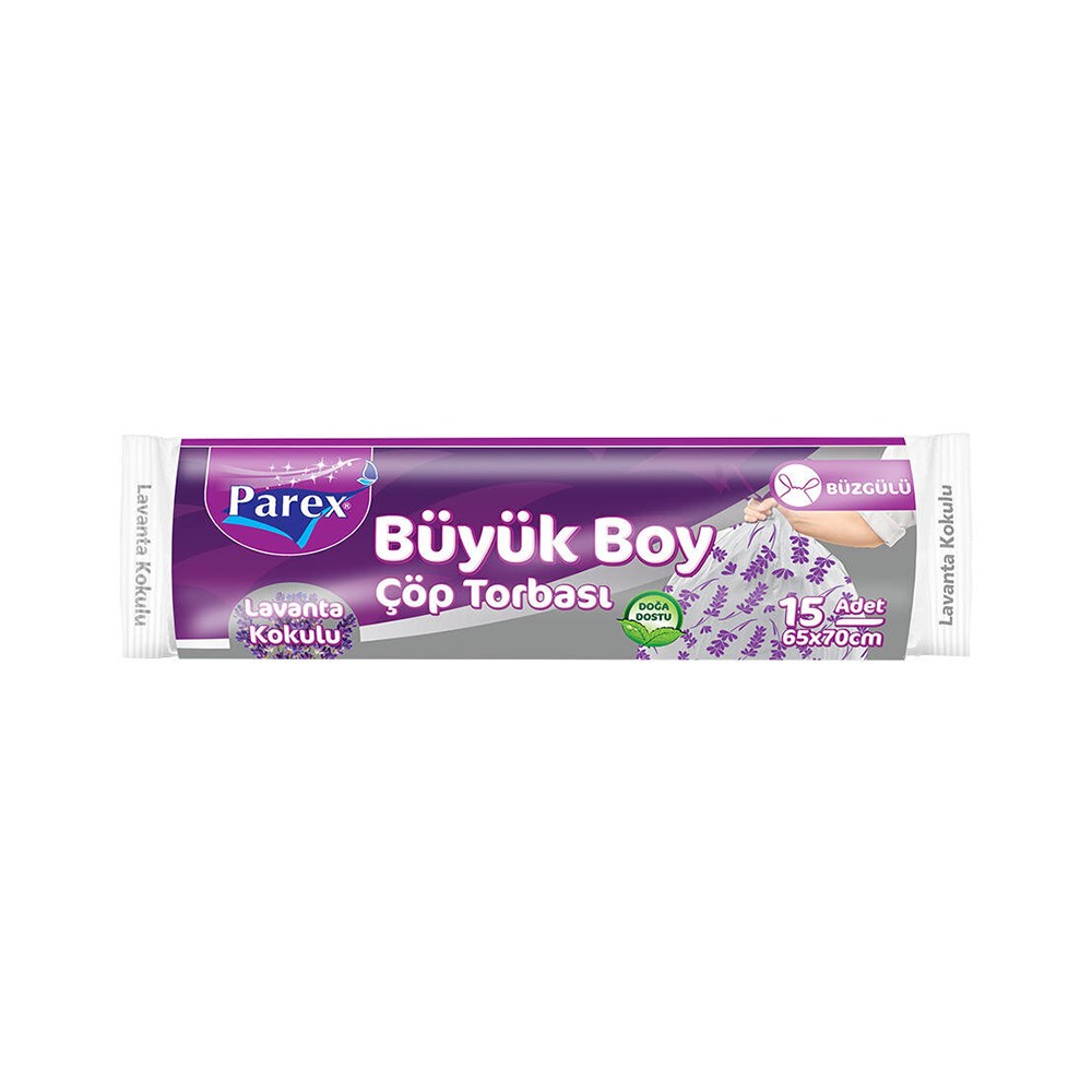 Parex Çöp Torbası Büzgülü Lavanta Büyük 15 Adet 55x60