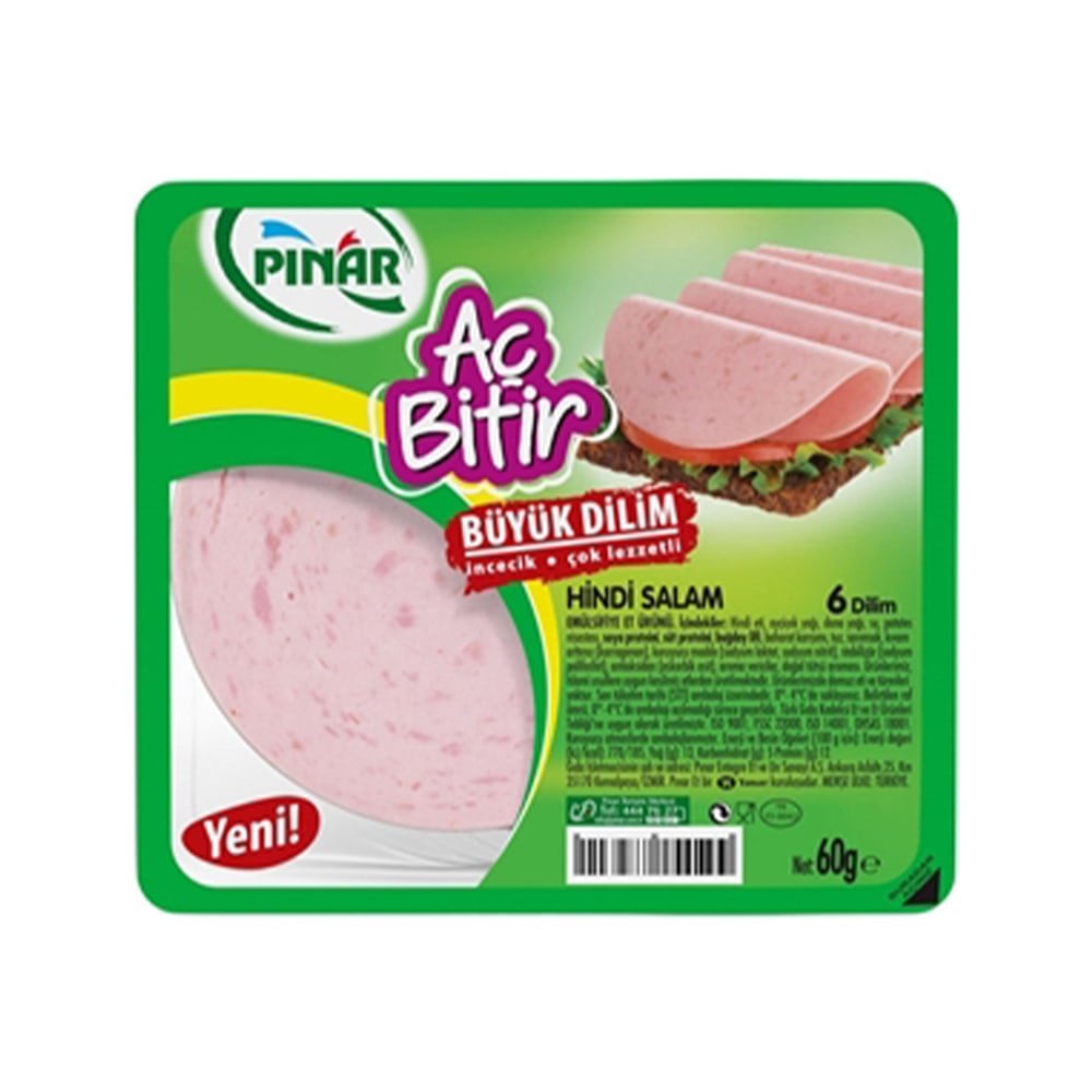 Pınar Aç Bitir Salam 60 Gr Büyük Dilim Hindi