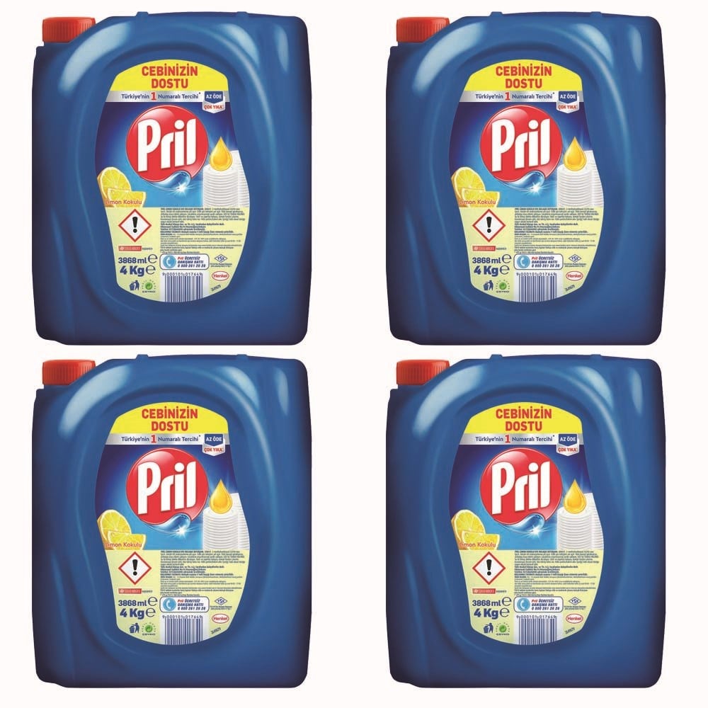Pril Sıvı Bulaşık 4 Kg Limon 4 Lü