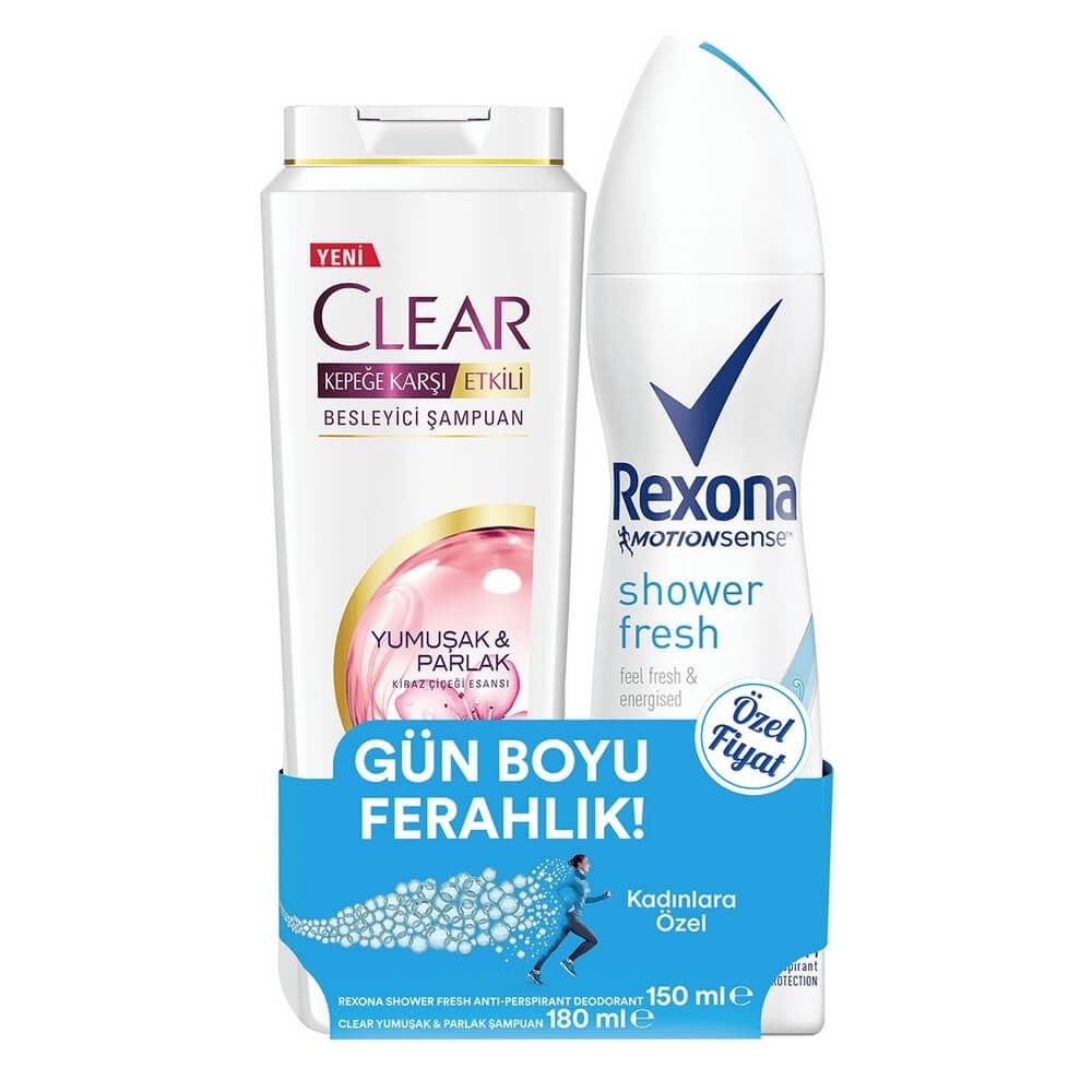 Rexona Deo Sprey 150 Ml Shower Fresh + Clear Şampuan 180 Ml