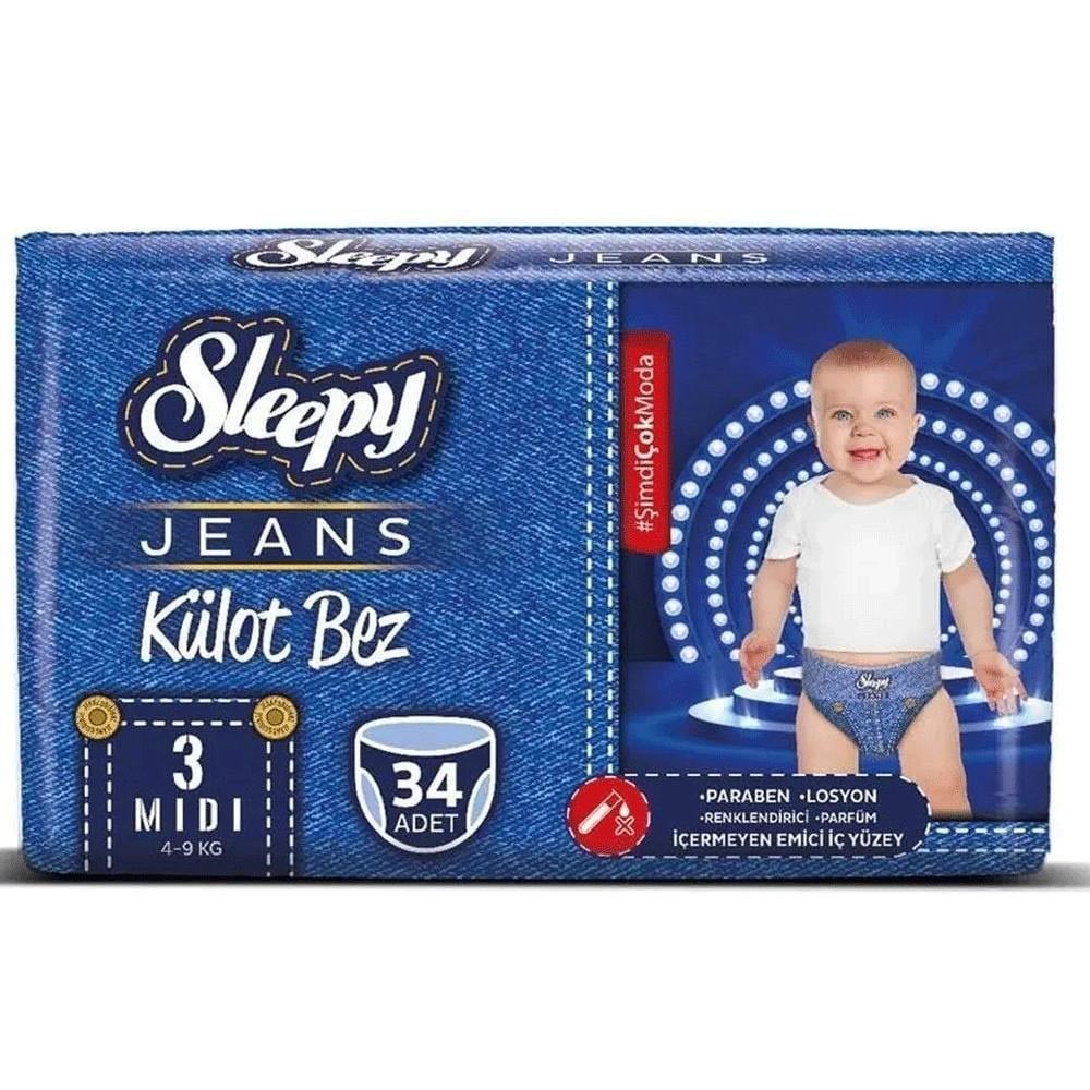 Sleepy Çocuk Bezi Jeans Külotlu 3 Midi (4-9 Kg) 34 Adet