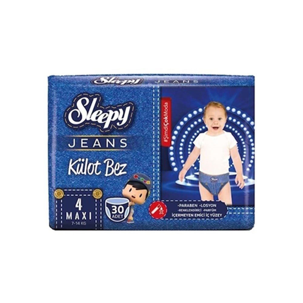 Sleepy Çocuk Bezi Jeans Külotlu 4 Maxi (7-14) Kg 30 Adet