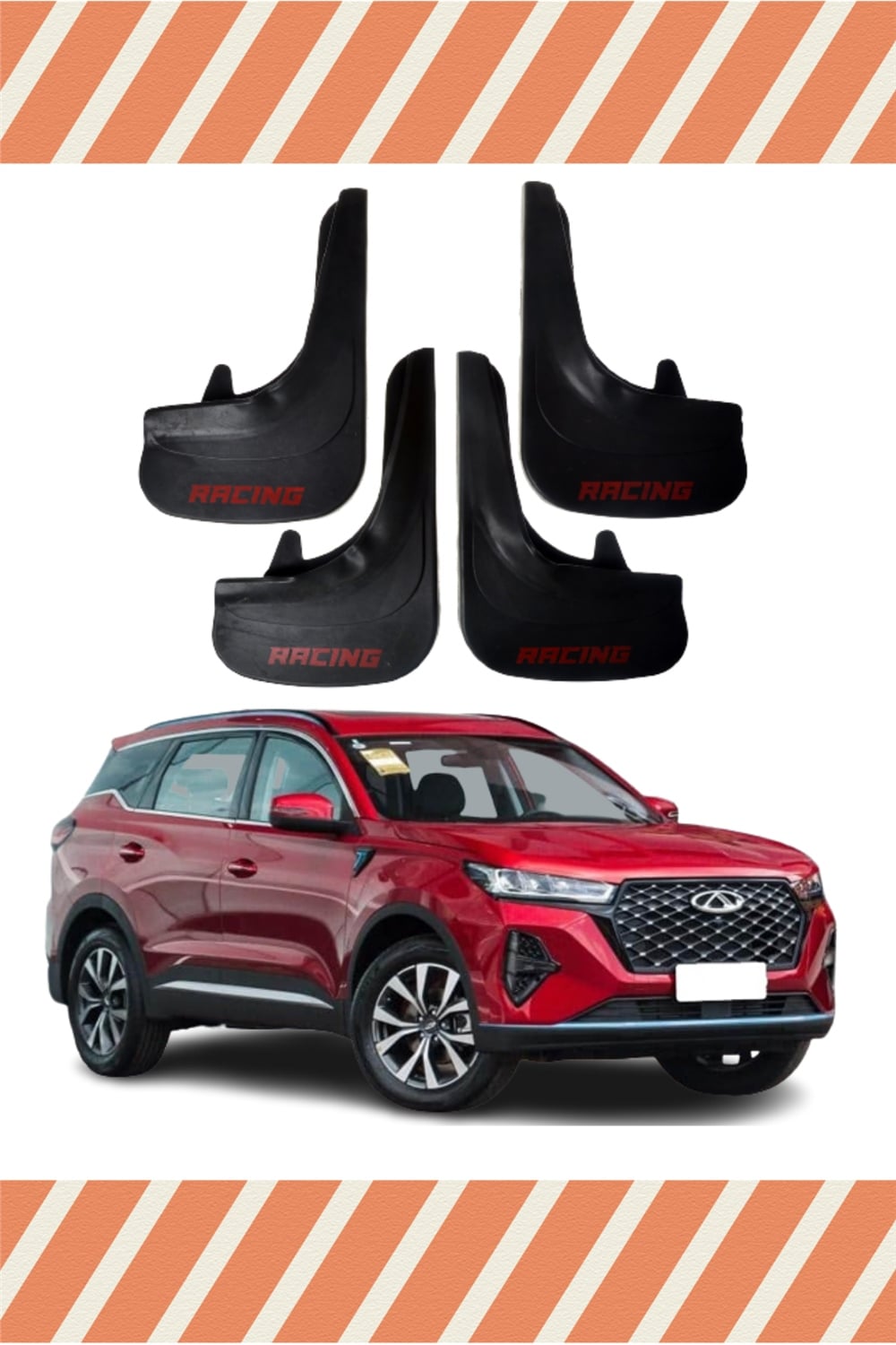 Chery Tiggo Racing Yazılı 4'Lü Tozluk Çamurluk Paçalık 