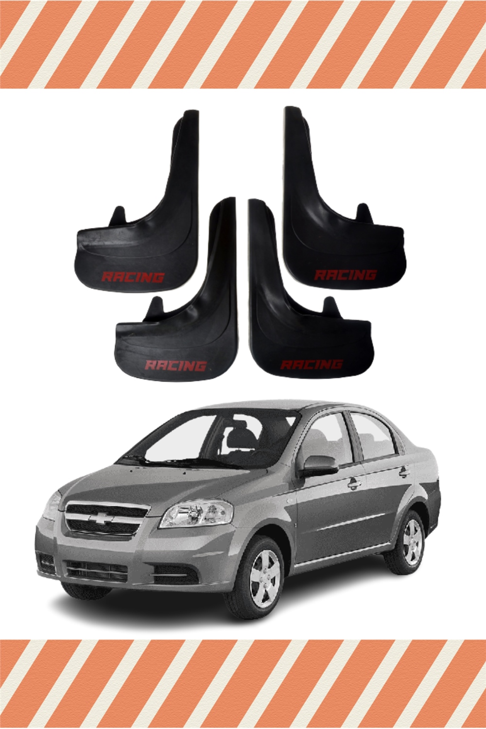 Chevrolet Aveo Sedan 2005-2011 Racing Yazılı 4'Lü Tozluk Çamurluk Paçalık 