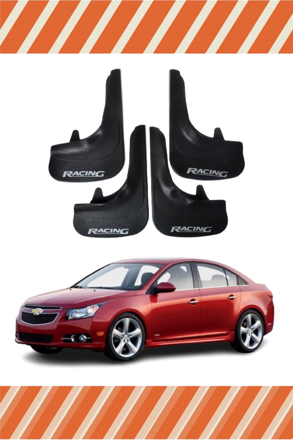 Chevrolet Cruze Sedan Racing Yazılı 4'Lü Tozluk Çamurluk Paçalık 