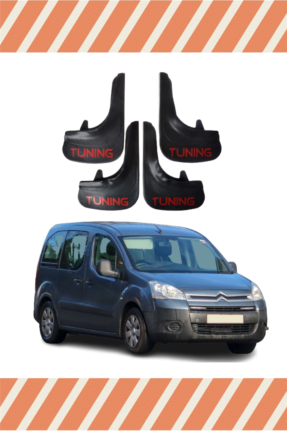 Citroen Berlingo 2008-2018 Tunıng Yazılı 4Lü Tozluk Çamurluk Paçalık
