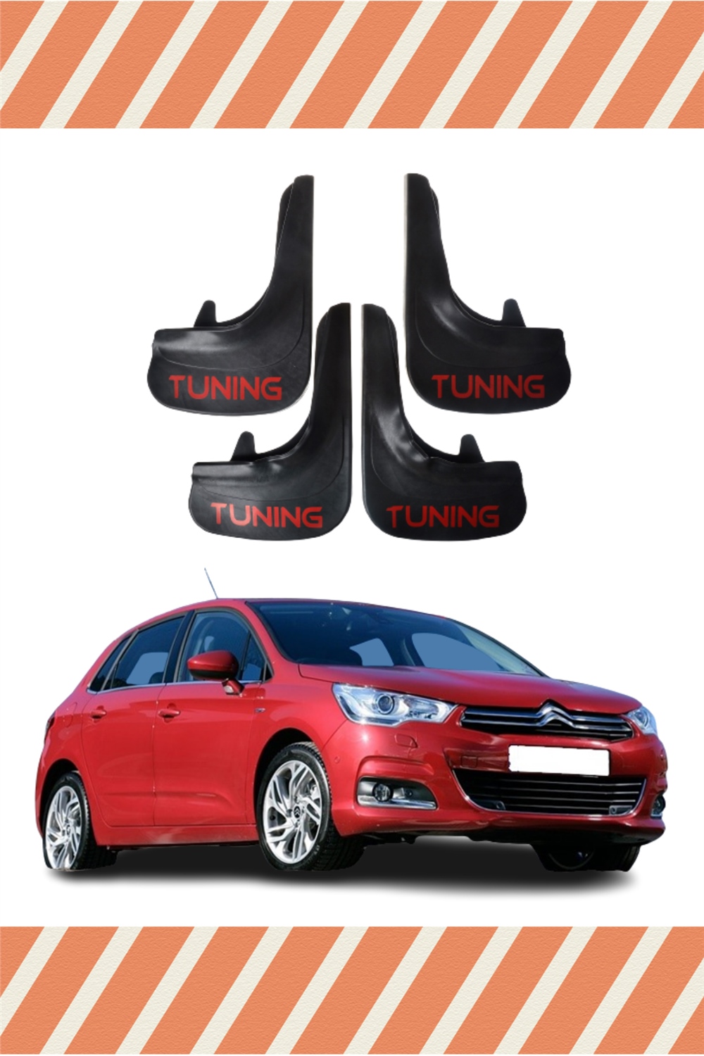 Citroen C4 11 Ve Sonrası Tunıng Yazılı 4Lü Tozluk Çamurluk Paçalık