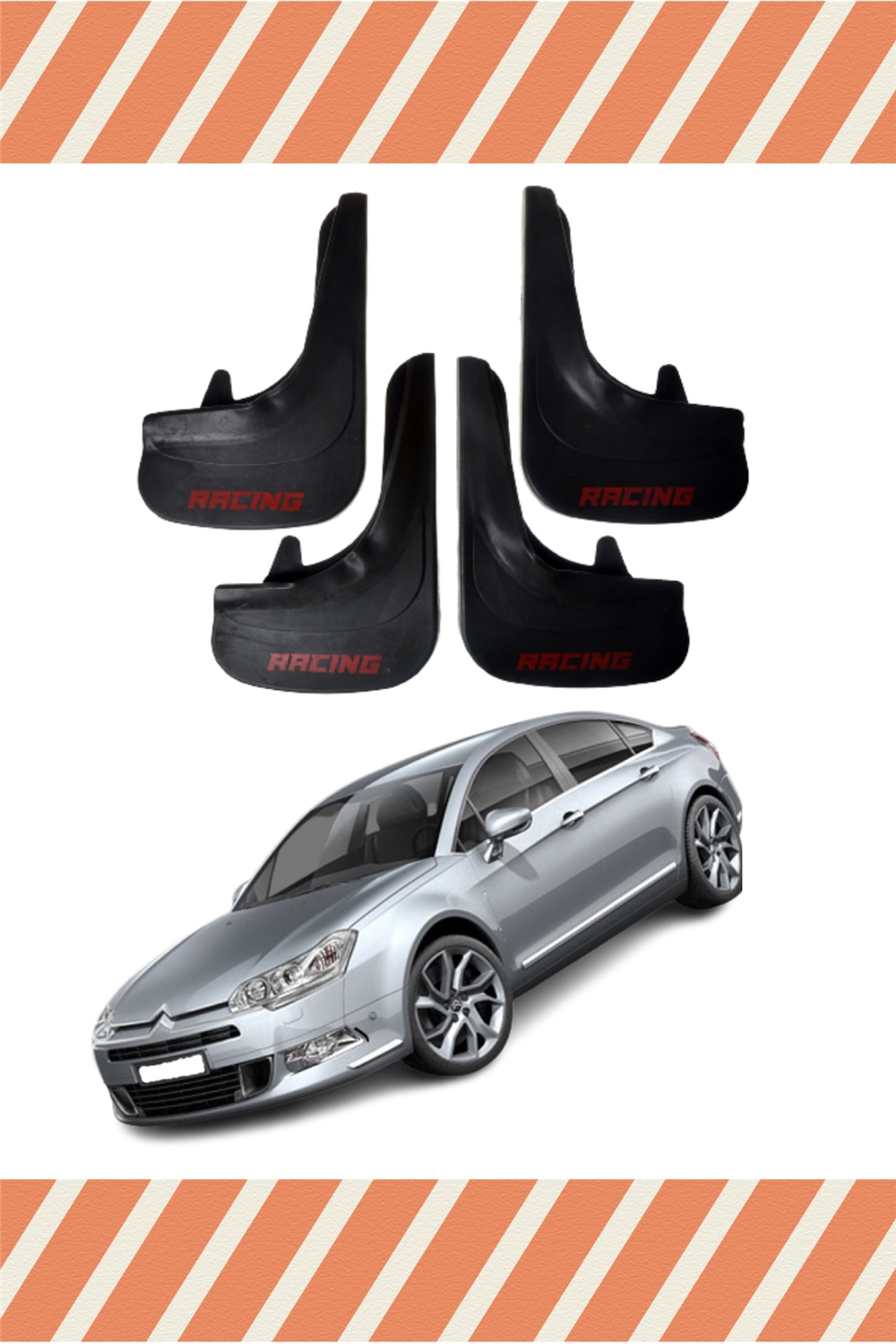 Citroen C5 2007 Ve Sonrası Racing Yazılı 4'Lü Tozluk Çamurluk Paçalık 