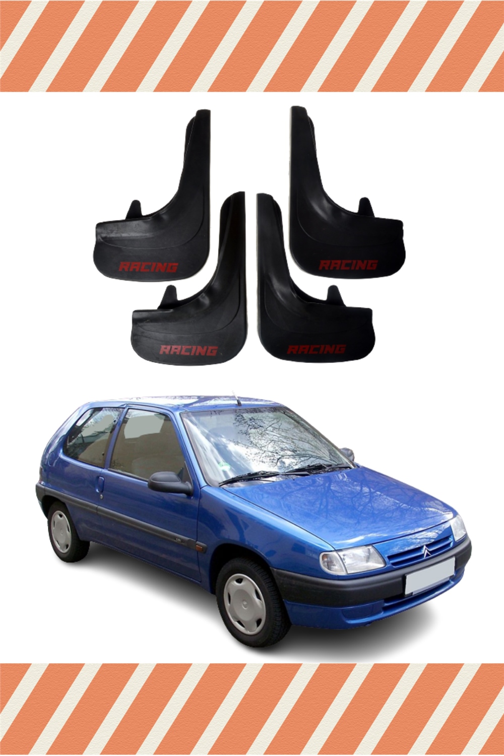 Citroen Saxo Racing Yazılı 4'Lü Tozluk Çamurluk Paçalık 