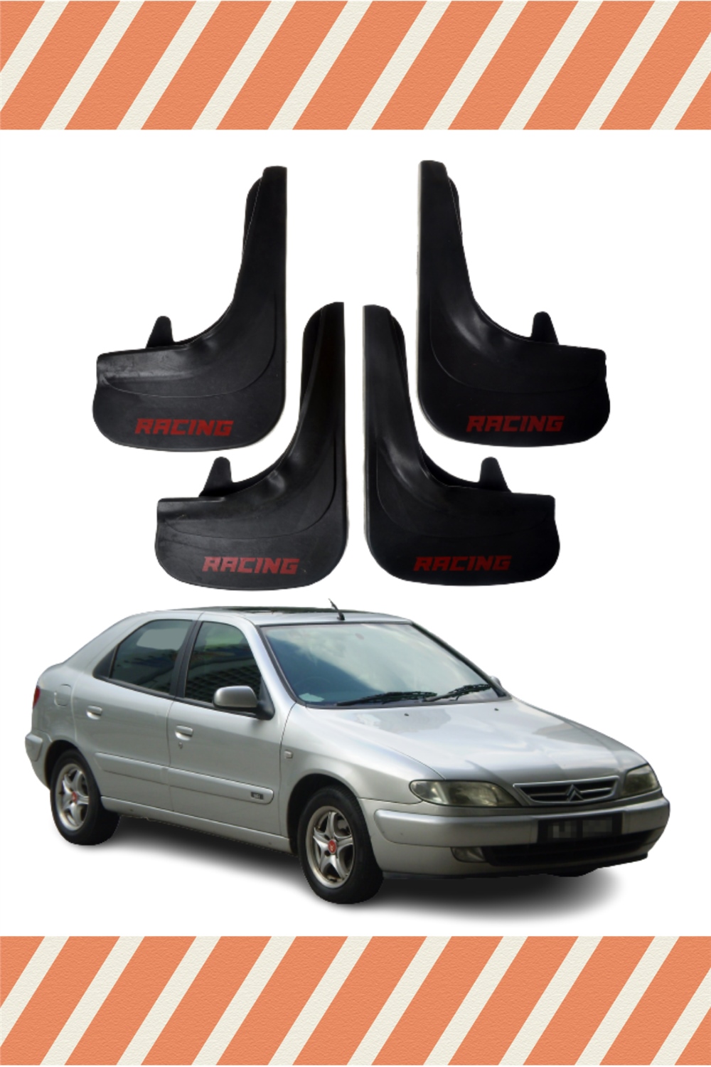 Citroen Xsara Racing Yazılı 4'Lü Tozluk Çamurluk Paçalık 