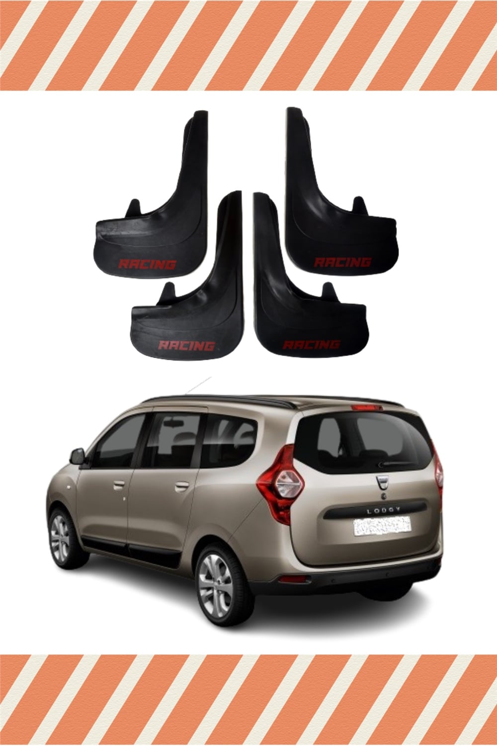 Dacia Lodgy Tüm Kasalar Racing Yazılı 4'Lü Tozluk Çamurluk Paçalık 