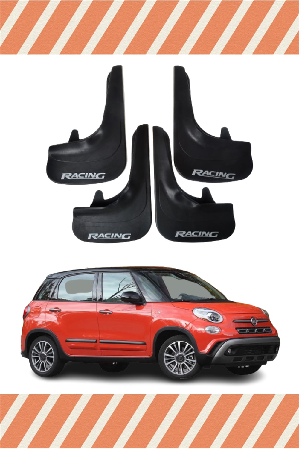 Fiat 500L Racing Yazılı 4'Lü Tozluk Çamurluk Paçalık 