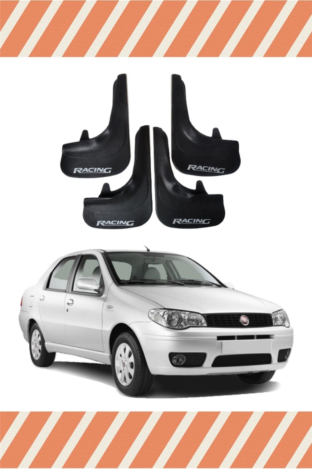 Fiat Albea-1 Racing Yazılı 4'Lü Tozluk Çamurluk Paçalık 
