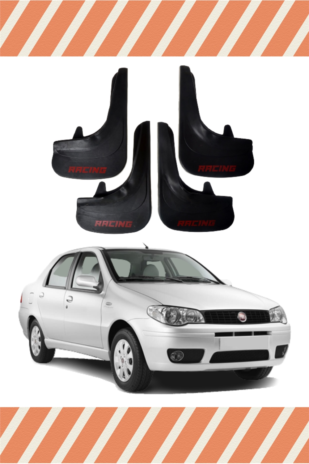 Fiat Albea-1 Racing Yazılı 4'Lü Tozluk Çamurluk Paçalık 