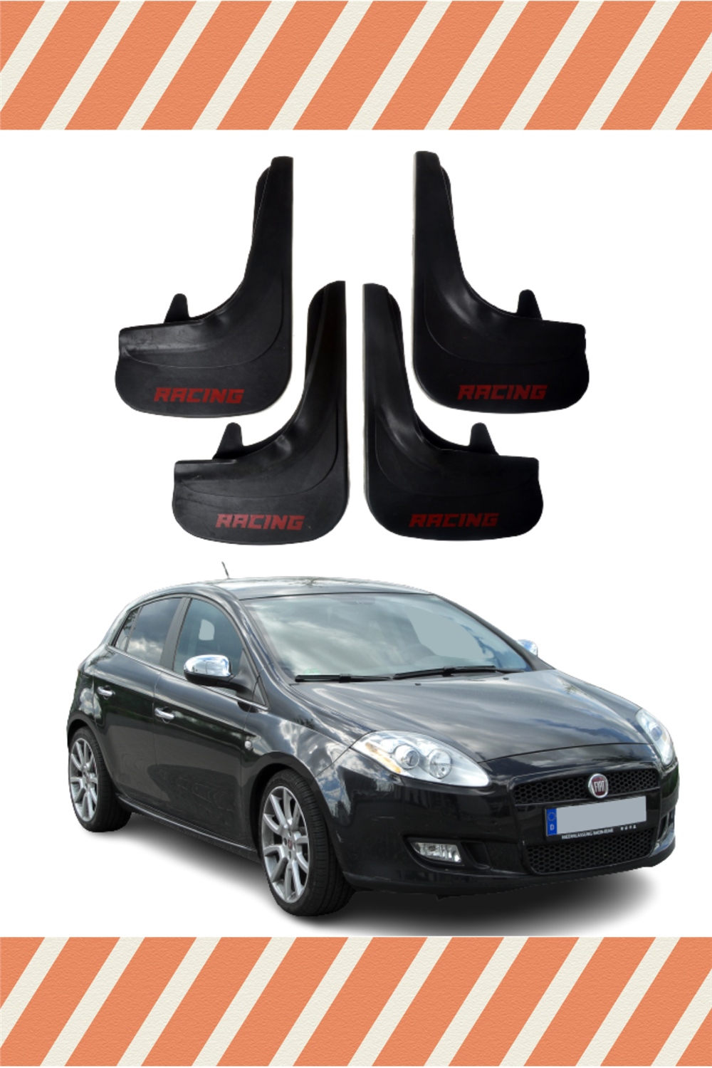Fiat Bravo Racing Yazılı 4'Lü Tozluk Çamurluk Paçalık 