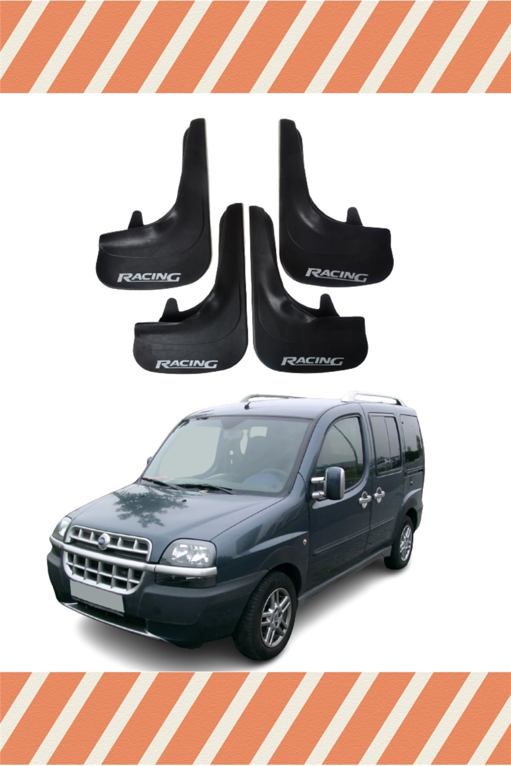 Fiat Doblo 2000-2010 Racing Yazılı 4'Lü Tozluk Çamurluk Paçalık 