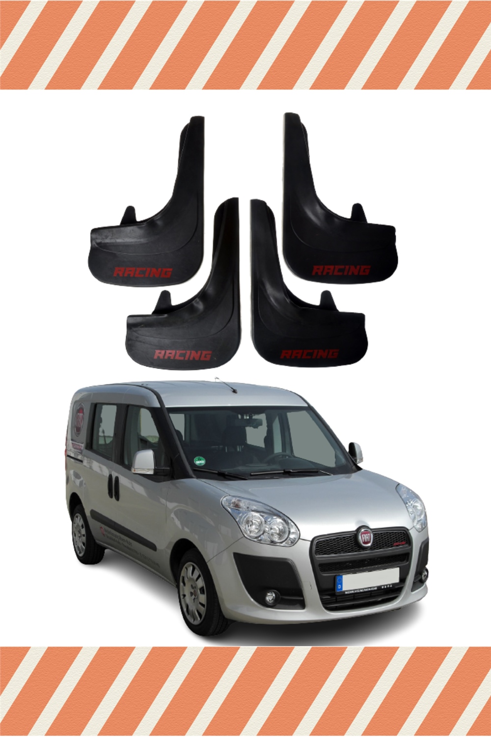 Fiat Doblo 2010-2022 Racing Yazılı 4'Lü Tozluk Çamurluk Paçalık 