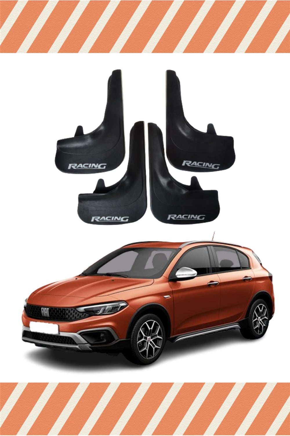 Fiat Egea Cross Tüm Kasalar Racing Yazılı 4'Lü Tozluk Çamurluk Paçalık 