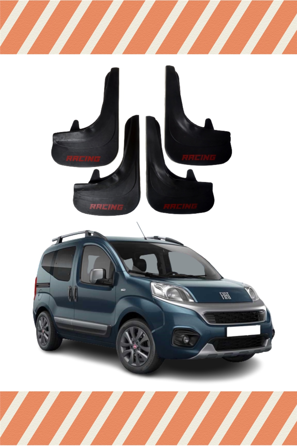 Fiat Fiorino Tüm Kasalar Racing Yazılı 4'Lü Tozluk Çamurluk Paçalık 