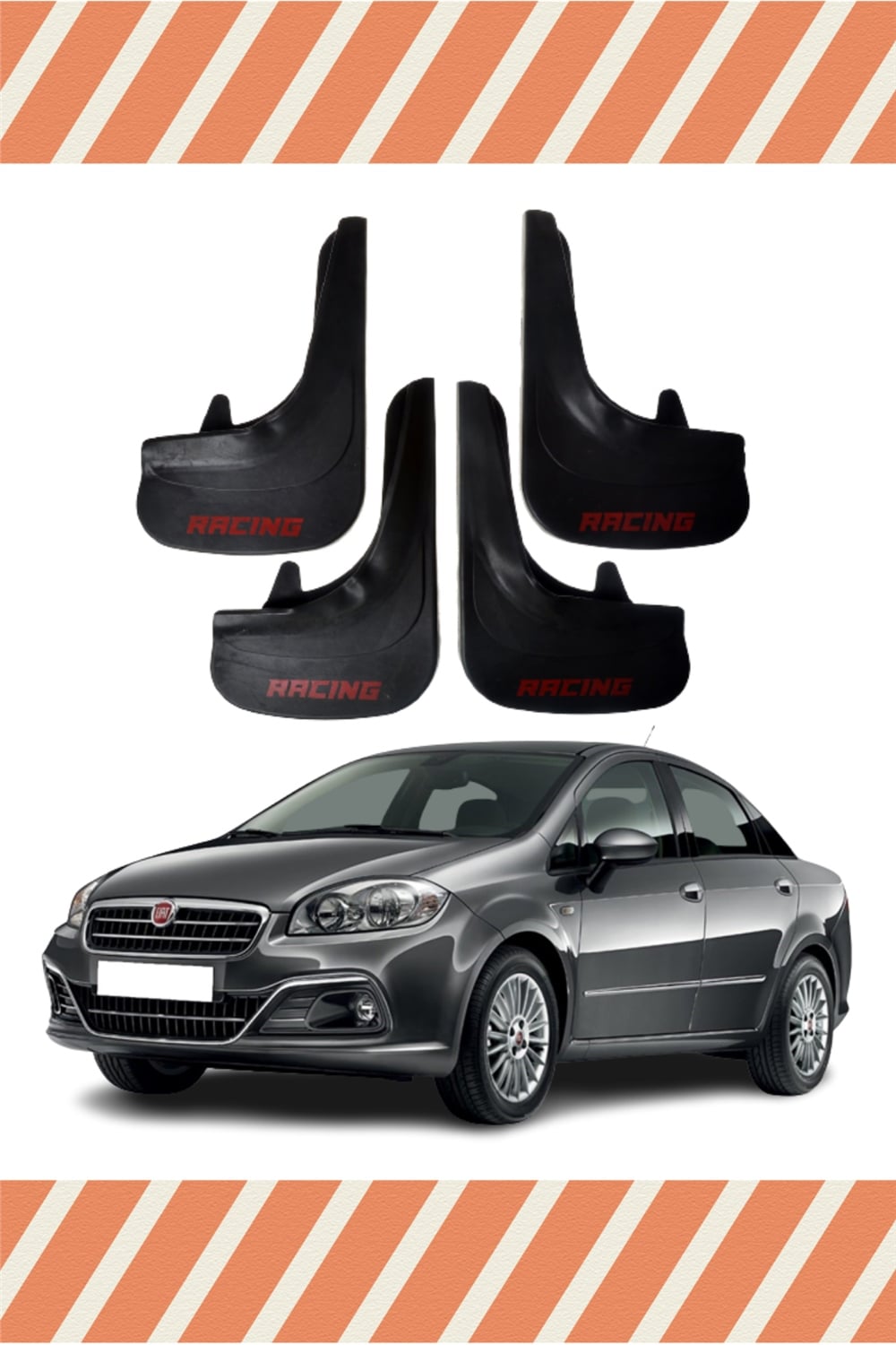 Fiat Linea Tüm Kasalar Racing Yazılı 4'Lü Tozluk Çamurluk Paçalık  