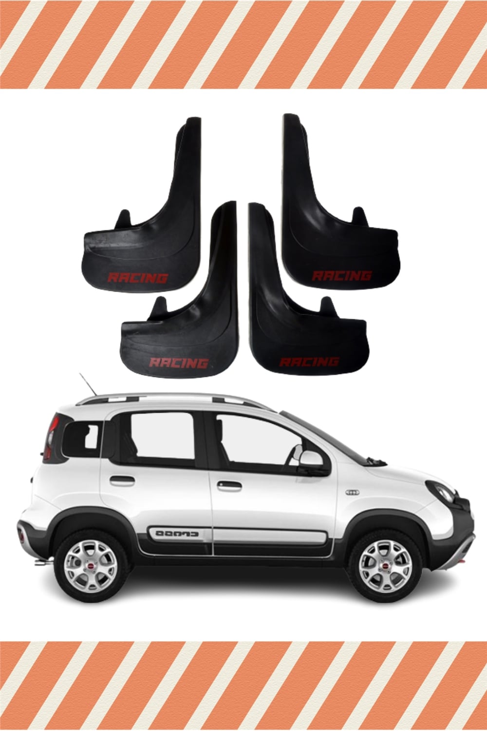 Fiat Panda Racing Yazılı 4'Lü Tozluk Çamurluk Paçalık  