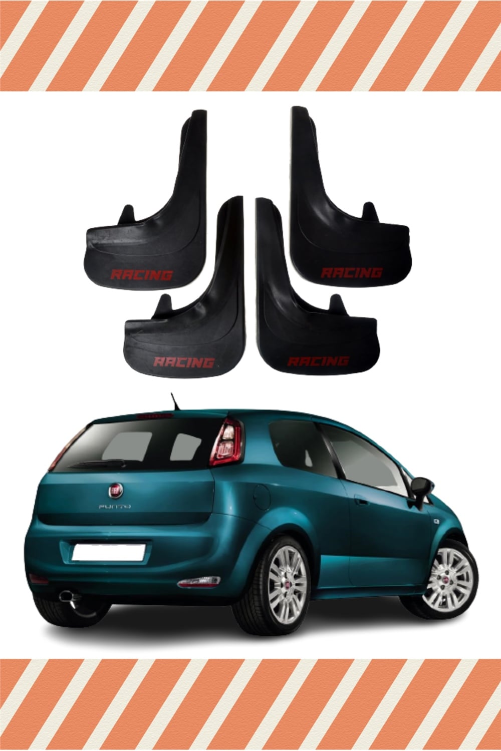 Fiat Punto Racing Yazılı 4'Lü Tozluk Çamurluk Paçalık  