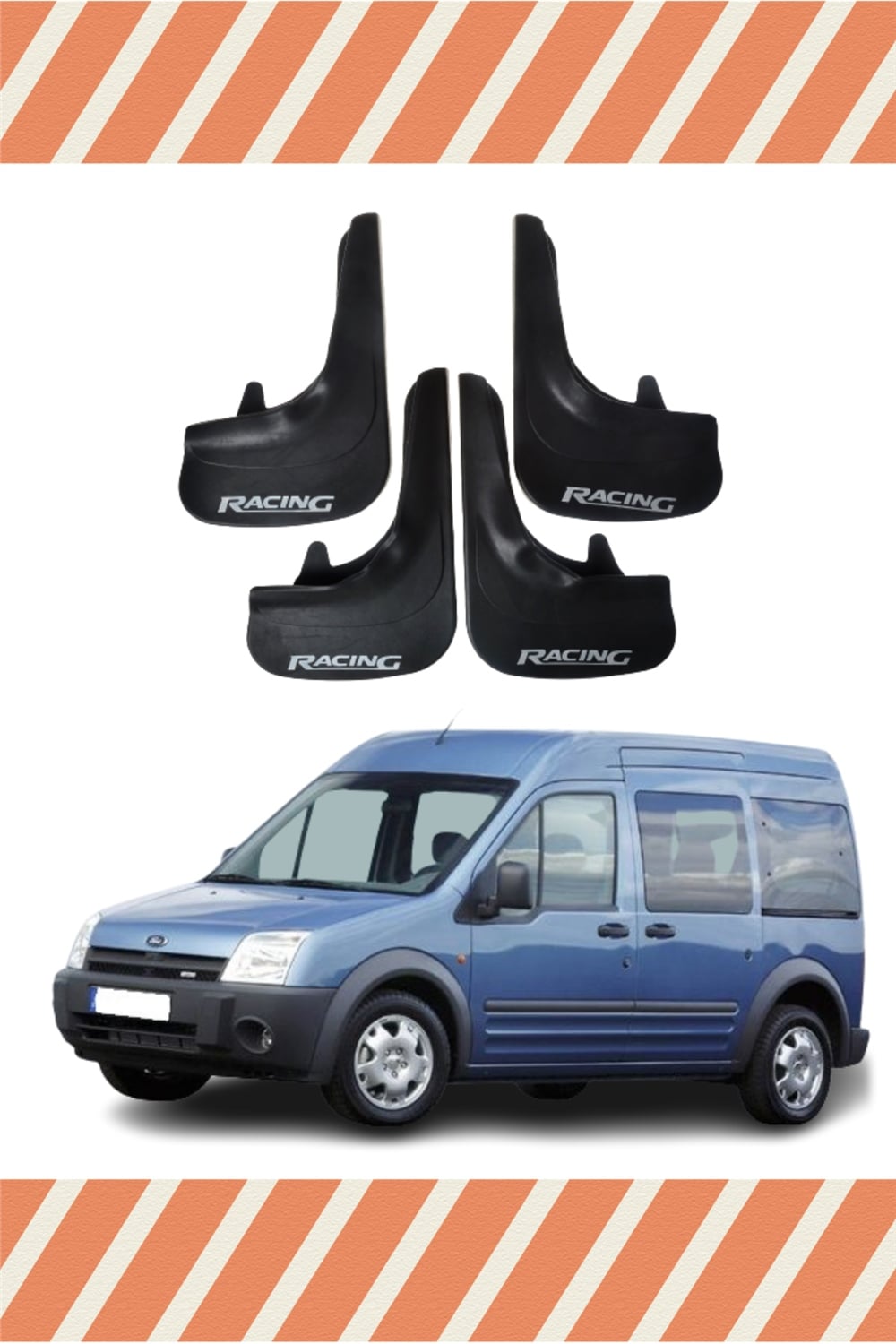 Ford Connect 2002-2013 Racing Yazılı 4'Lü Tozluk Çamurluk Paçalık    